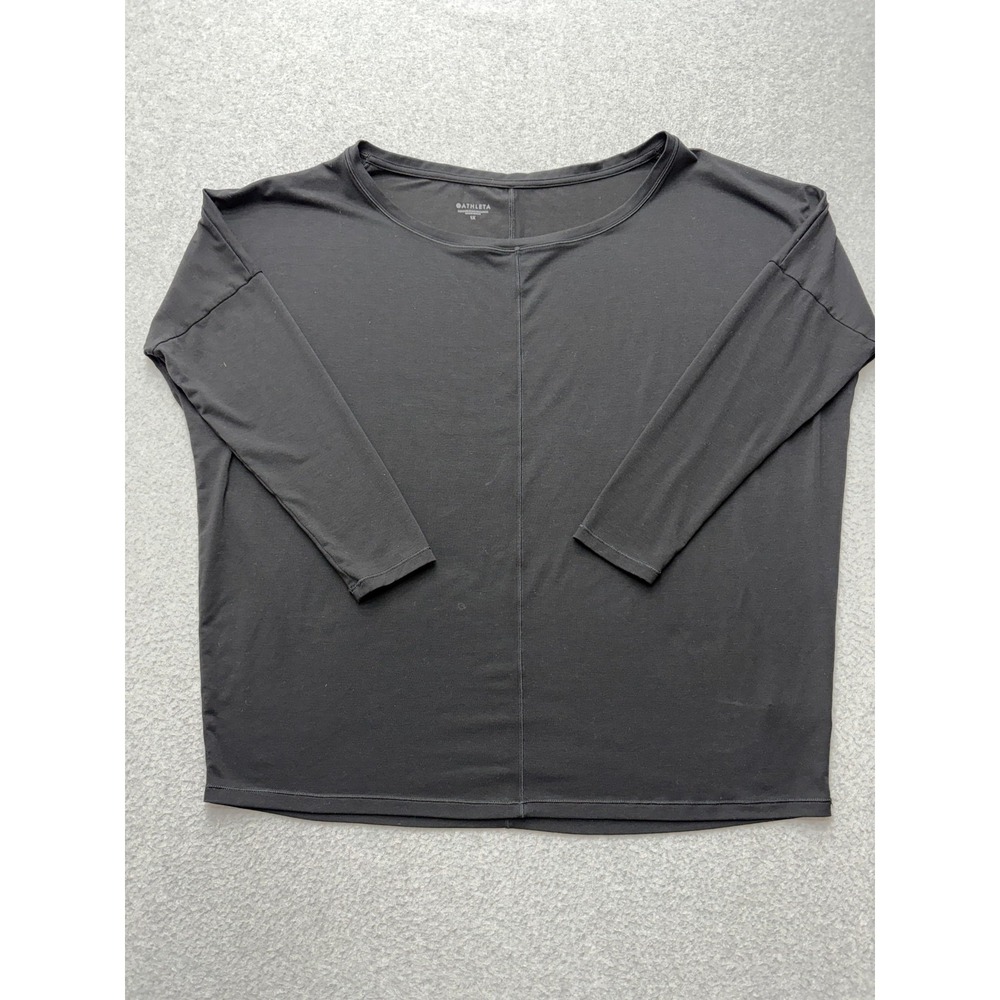 Athleta Shirt Womens 1X Plus Black Long Sleeve Dolman Boat Neck Relaxed Top - Picture 4 of 12